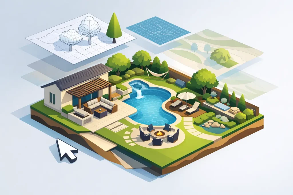 3D Backyard Landscape Design Rendering That Works