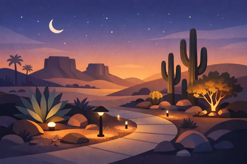 Desert Landscape Lighting Design That Lasts - Green Planet Landscaping & Pools, Inc. Desert Landscape Lighting Design That Lasts